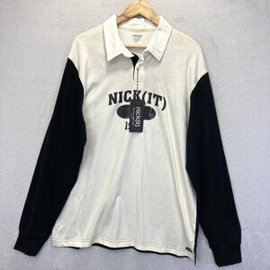 NWT Nick(it) Long Sleeve Polo Shirt Mens XL Black White Bulldog Streetwear Rugby